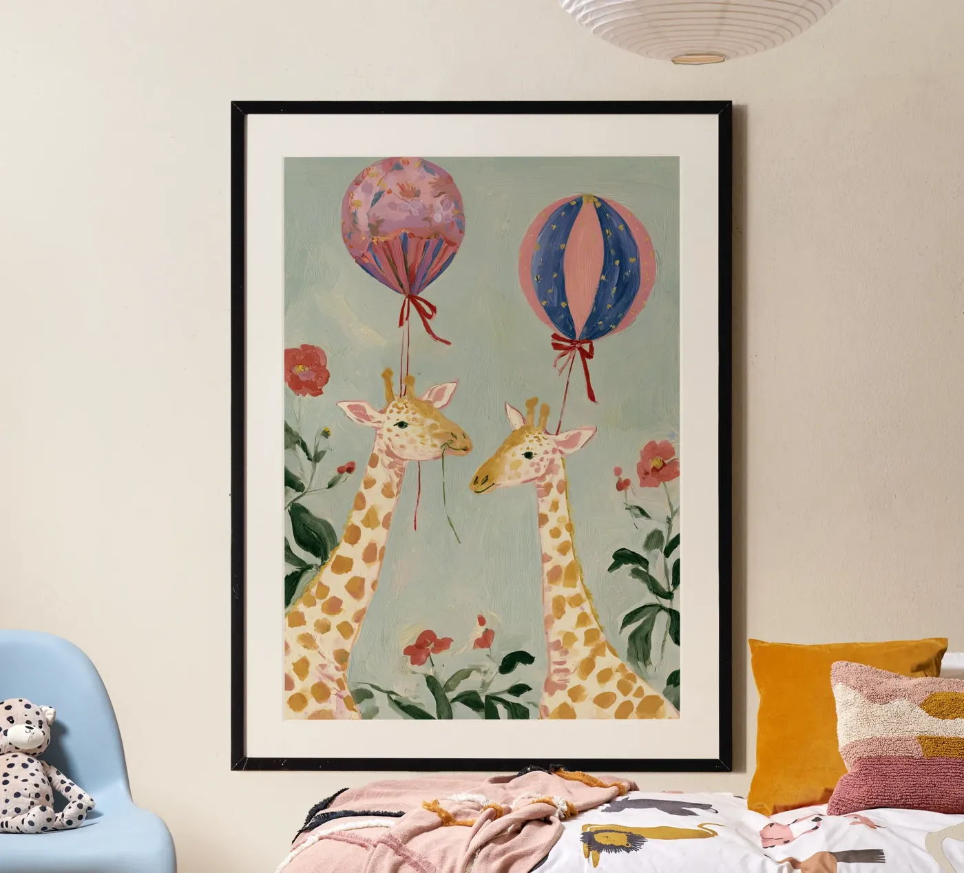 Giraffe e palloncini poster da Rustic Grace Studio 02