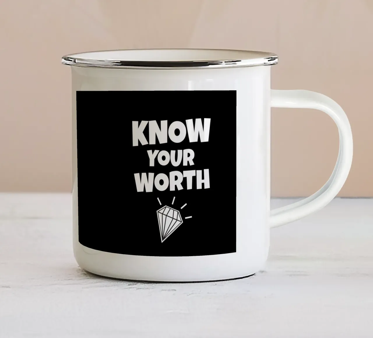 Know your worth tazza in smalto da happieeagle