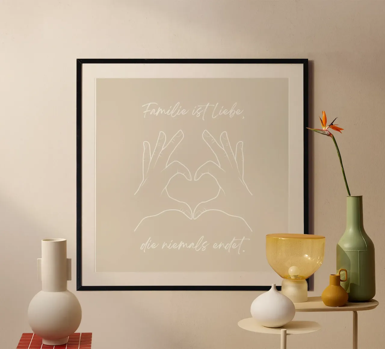 Familie ist Liebe poster con telaio in legno da Ohkimiko