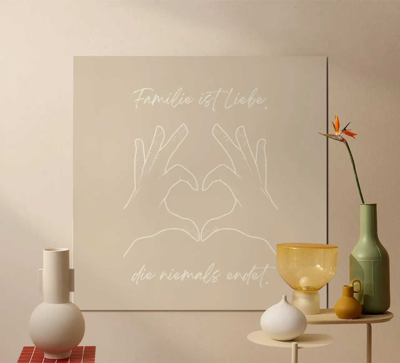 Familie ist Liebe poster con telaio in legno da Ohkimiko