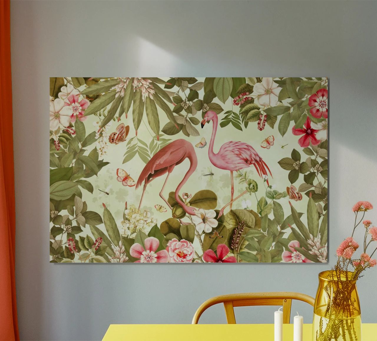 Rose Vintage Flamingo Tropical Flower Jungle Paradise poster de Vintage World - Uta Naumann