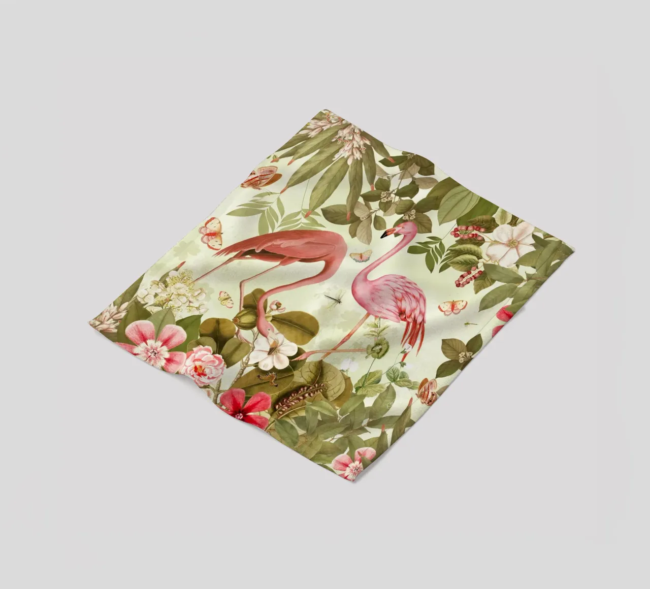 Fenicottero rosa d'annata Fiore tropicale Paradiso della giungla coperta in pile da Vintage World - Uta Naumann