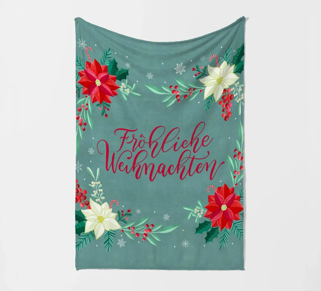 Joyeux Noël, étoiles d'hiver, branches de sapin, calligraphie plaid polaire de CalliLetters