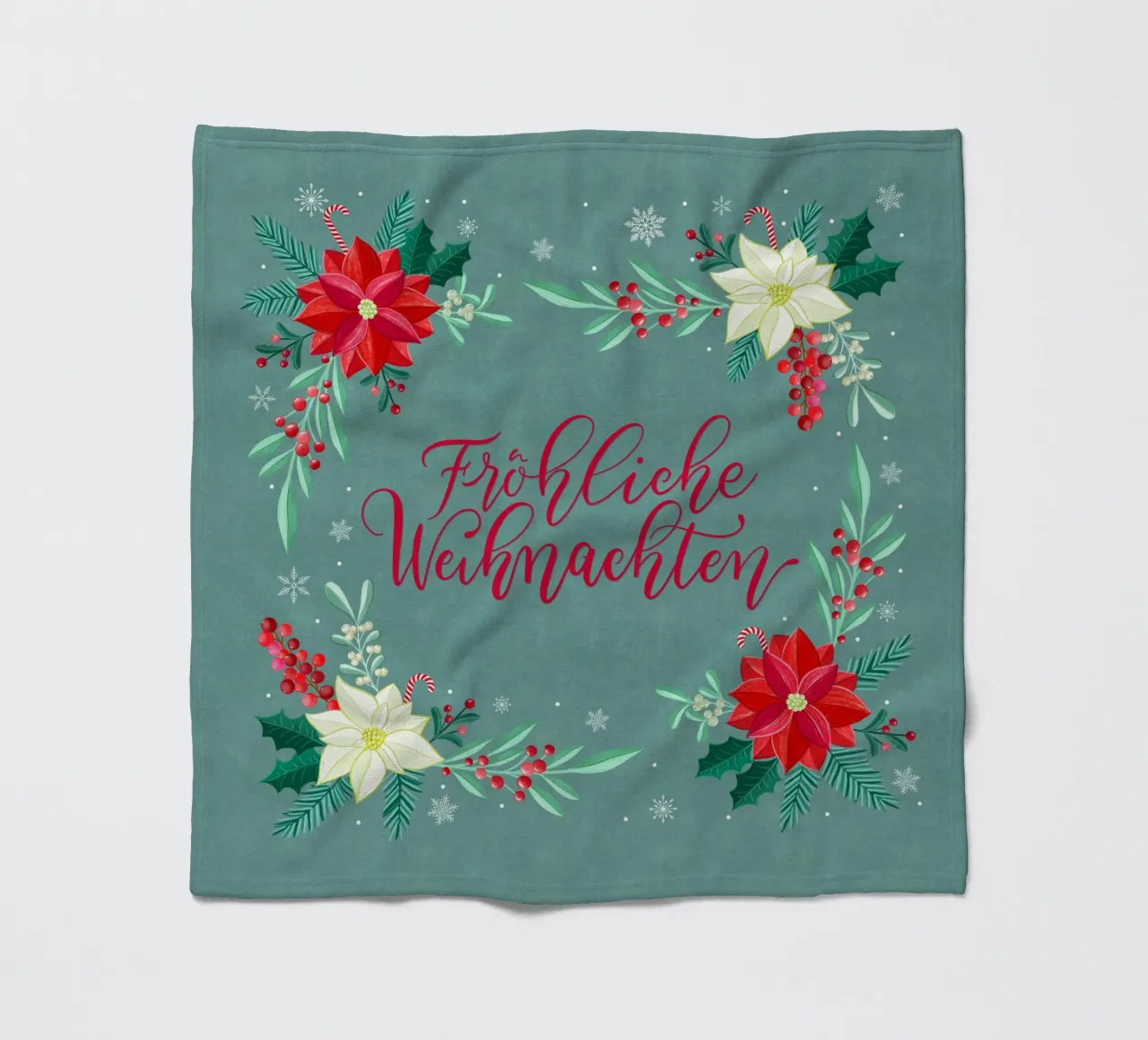 Joyeux Noël, étoiles d'hiver, branches de sapin, calligraphie plaid polaire de CalliLetters