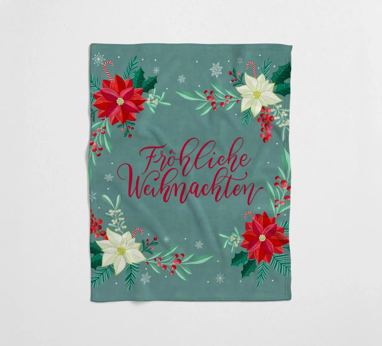 Joyeux Noël, étoiles d'hiver, branches de sapin, calligraphie plaid polaire de CalliLetters