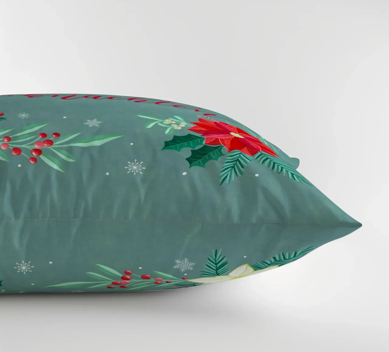 Joyeux Noël, étoiles d'hiver, branches de sapin, calligraphie coussin de CalliLetters