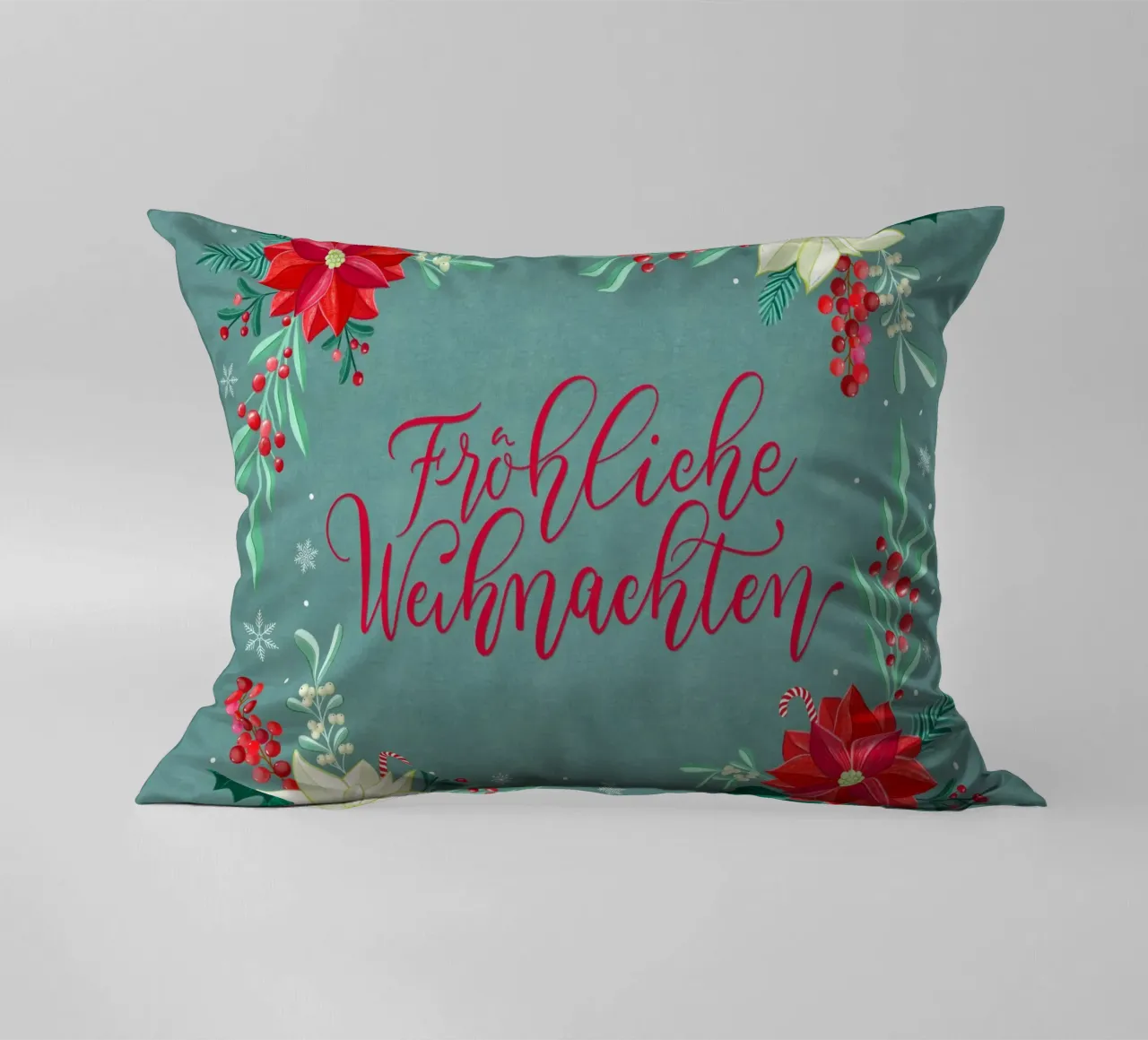 Joyeux Noël, étoiles d'hiver, branches de sapin, calligraphie coussin de CalliLetters