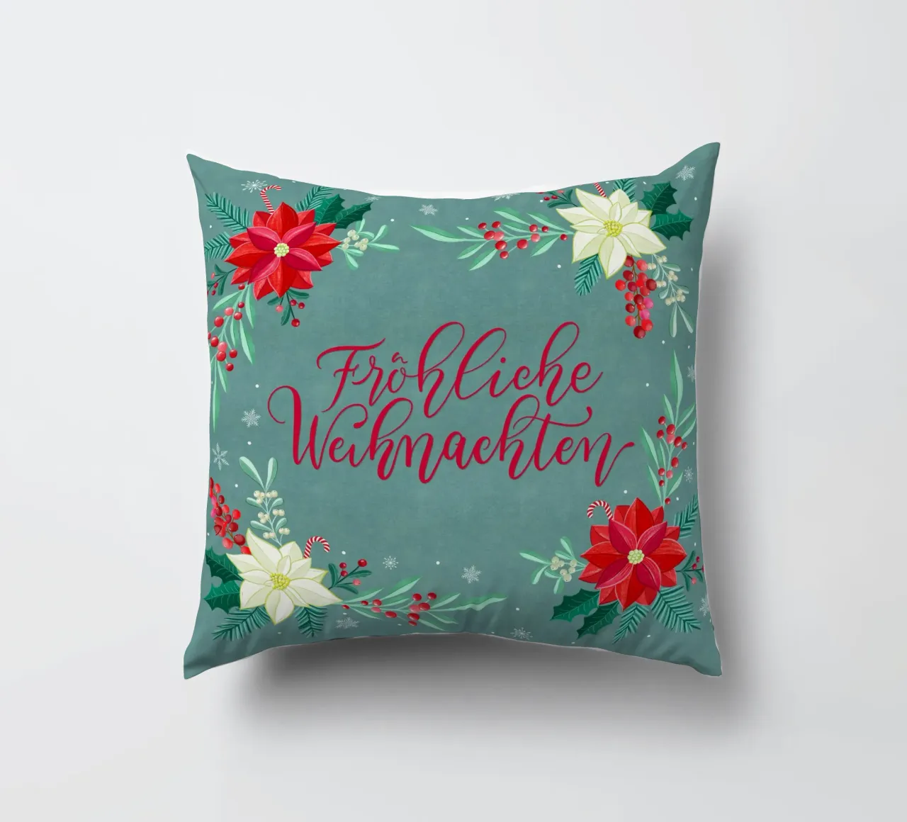 Joyeux Noël, étoiles d'hiver, branches de sapin, calligraphie coussin de CalliLetters