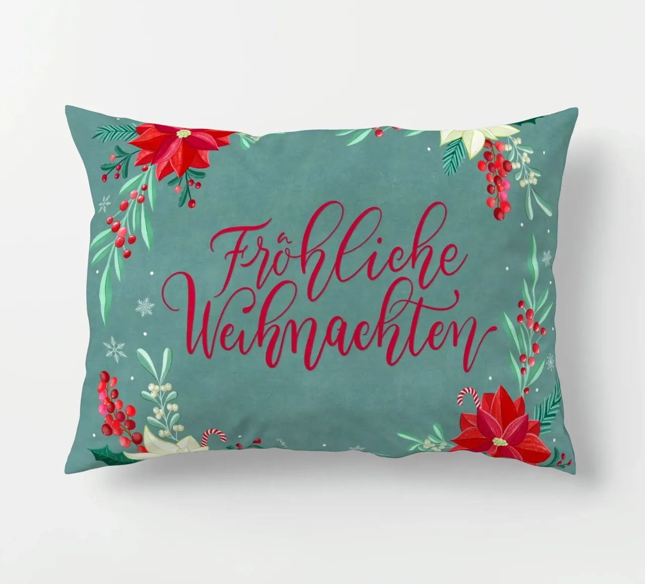 Joyeux Noël, étoiles d'hiver, branches de sapin, calligraphie coussin de CalliLetters