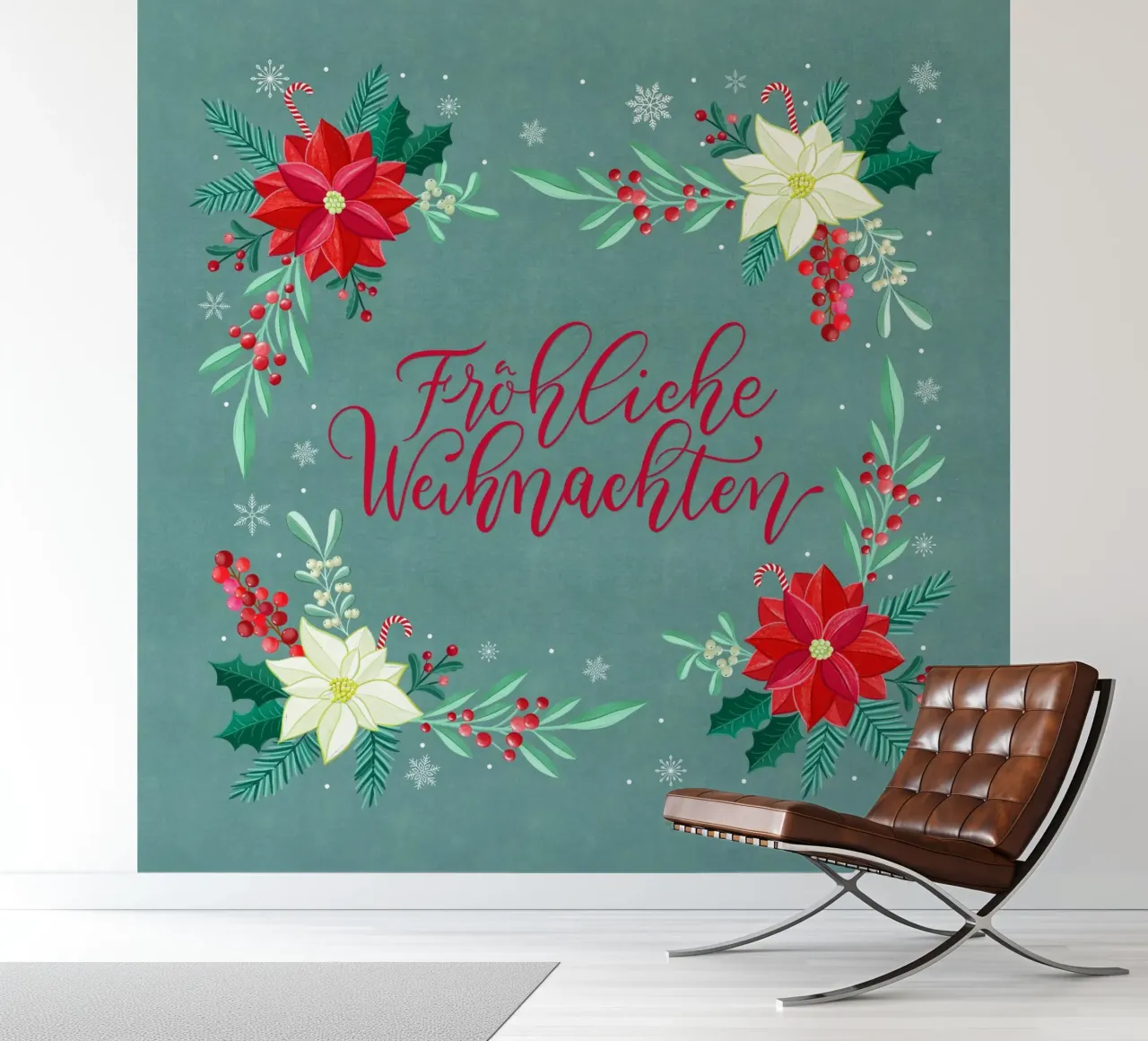 Joyeux Noël, étoiles d'hiver, branches de sapin, calligraphie papier peint photo de CalliLetters