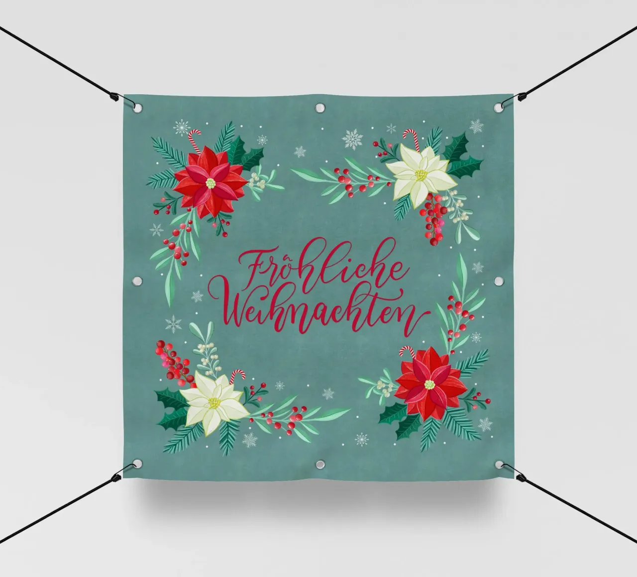 Joyeux Noël, étoiles d'hiver, branches de sapin, calligraphie bâche pvc de CalliLetters