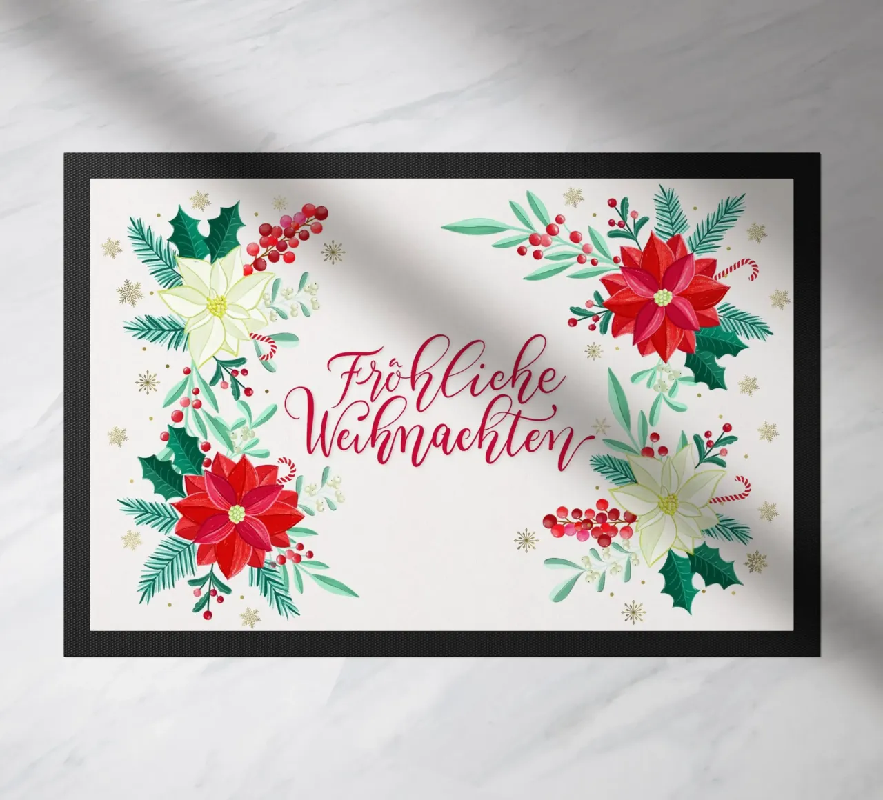 Joyeux Noël, étoiles d'hiver, branches de sapin, calligraphie paillasson de CalliLetters
