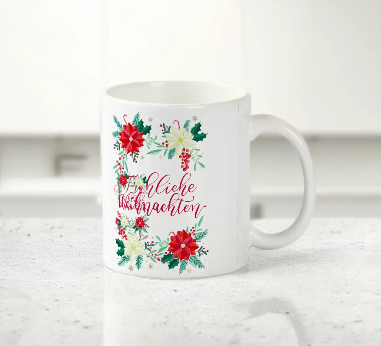 Joyeux Noël, étoiles d'hiver, branches de sapin, calligraphie mug en céramique de CalliLetters