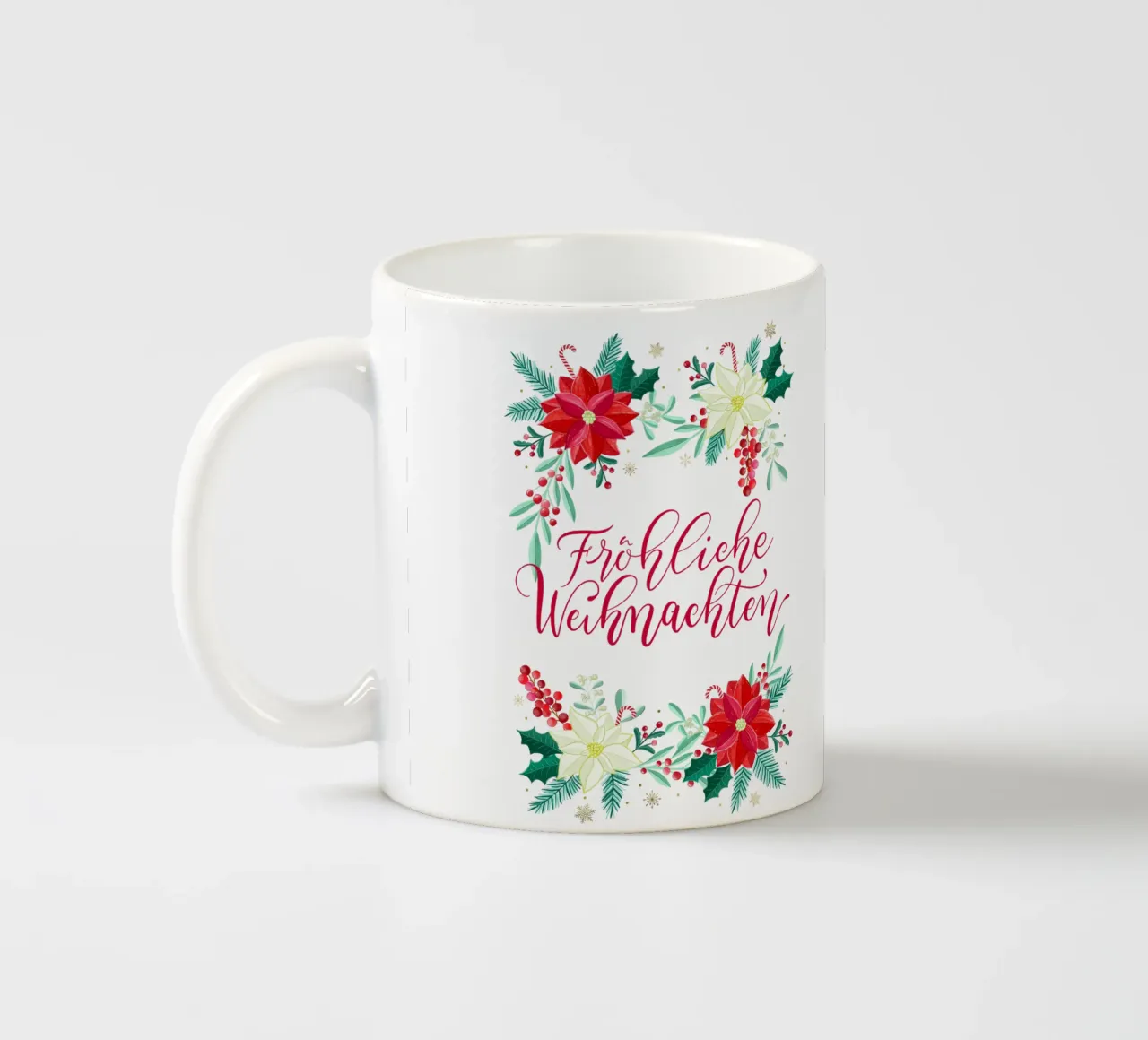 Joyeux Noël, étoiles d'hiver, branches de sapin, calligraphie mug en céramique de CalliLetters