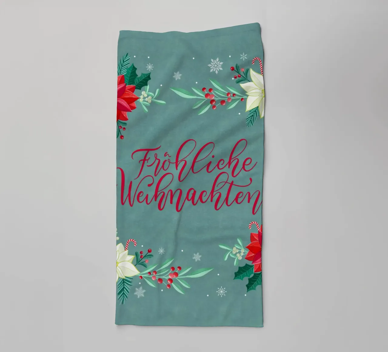 Joyeux Noël, étoiles d'hiver, branches de sapin, calligraphie serviette de bain de CalliLetters