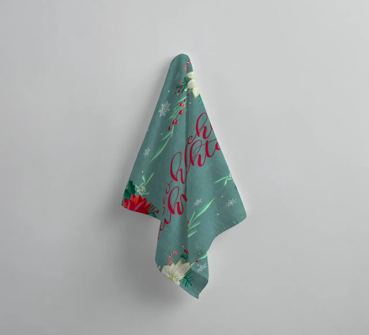 Joyeux Noël, étoiles d'hiver, branches de sapin, calligraphie serviette de bain de CalliLetters