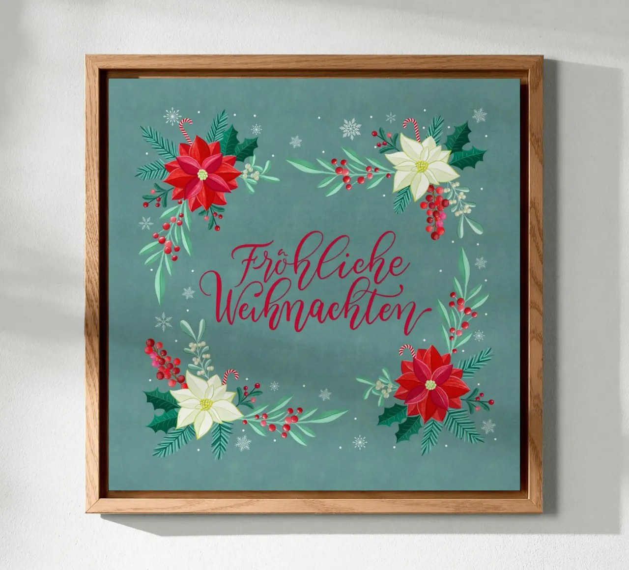 Joyeux Noël, étoiles d'hiver, branches de sapin, calligraphie alu dibond de CalliLetters