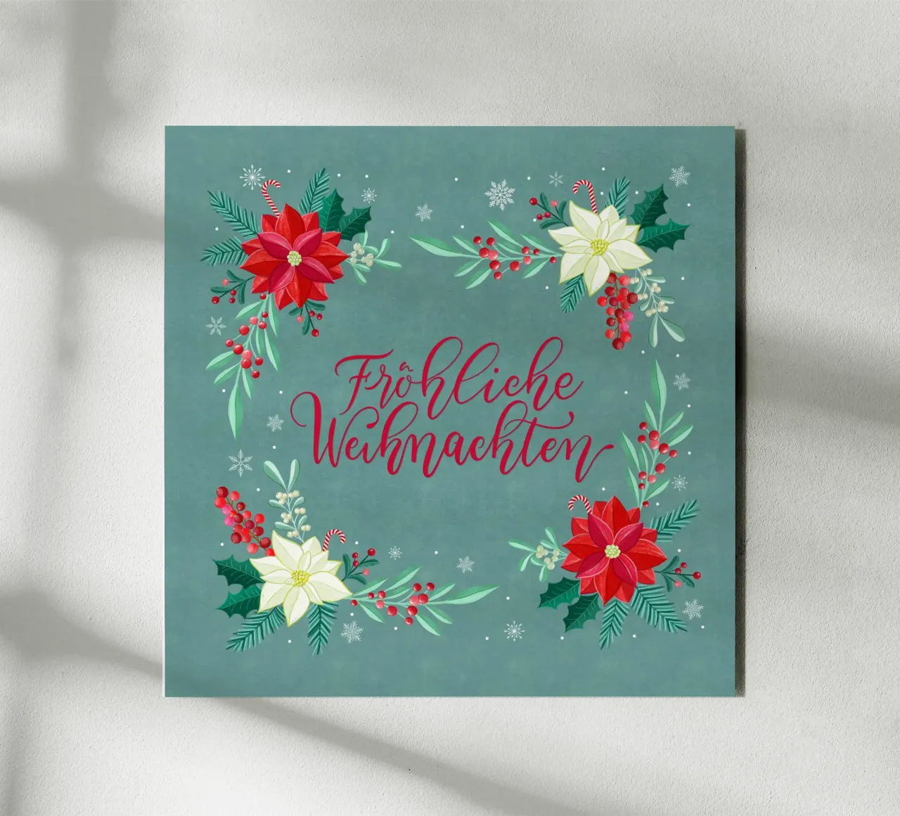 Joyeux Noël, étoiles d'hiver, branches de sapin, calligraphie alu dibond de CalliLetters