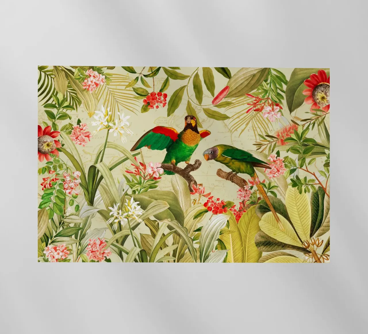 Pappagalli esotici colorati e nostalgici in una giungla tropicale pellicola backlit da Vintage World - Uta Naumann