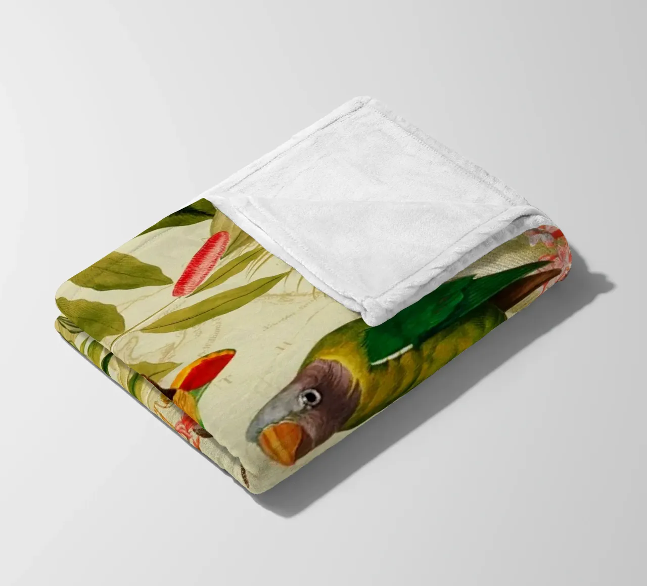 Pappagalli esotici colorati e nostalgici in una giungla tropicale coperta in pile da Vintage World - Uta Naumann