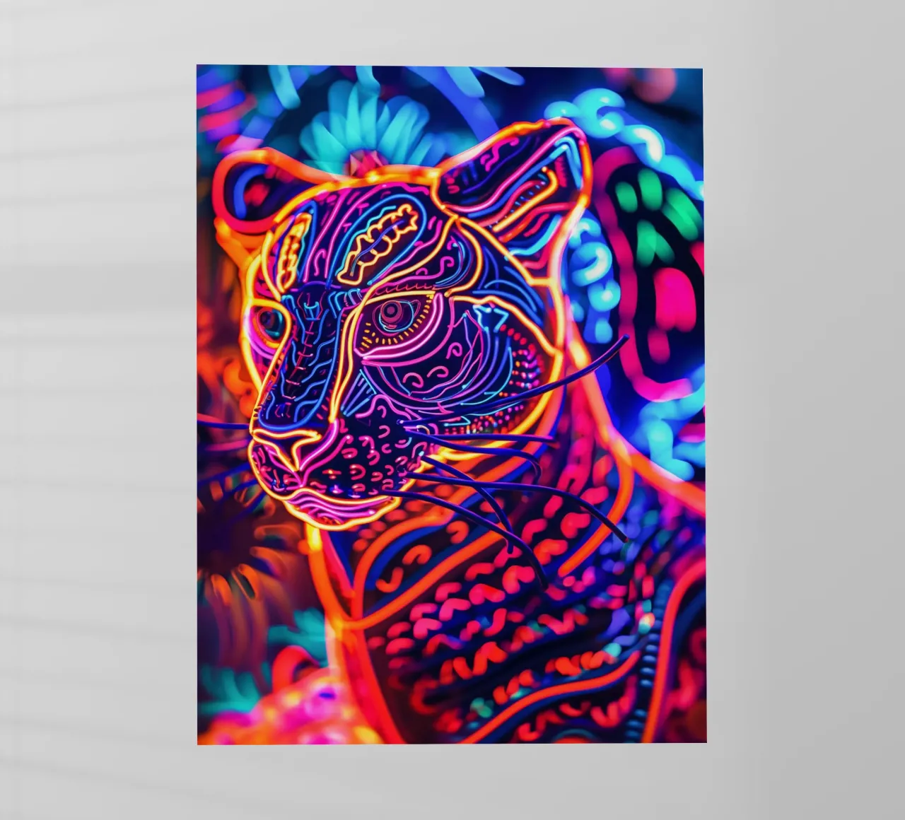 Animale Neon Art Tigre | Poster digitale a luce nera pellicola backlit da Autofocus