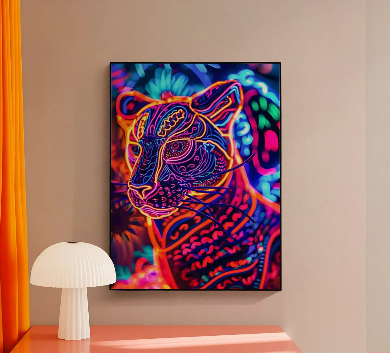Animale Neon Art Tigre | Poster digitale a luce nera plexiglass da Autofocus