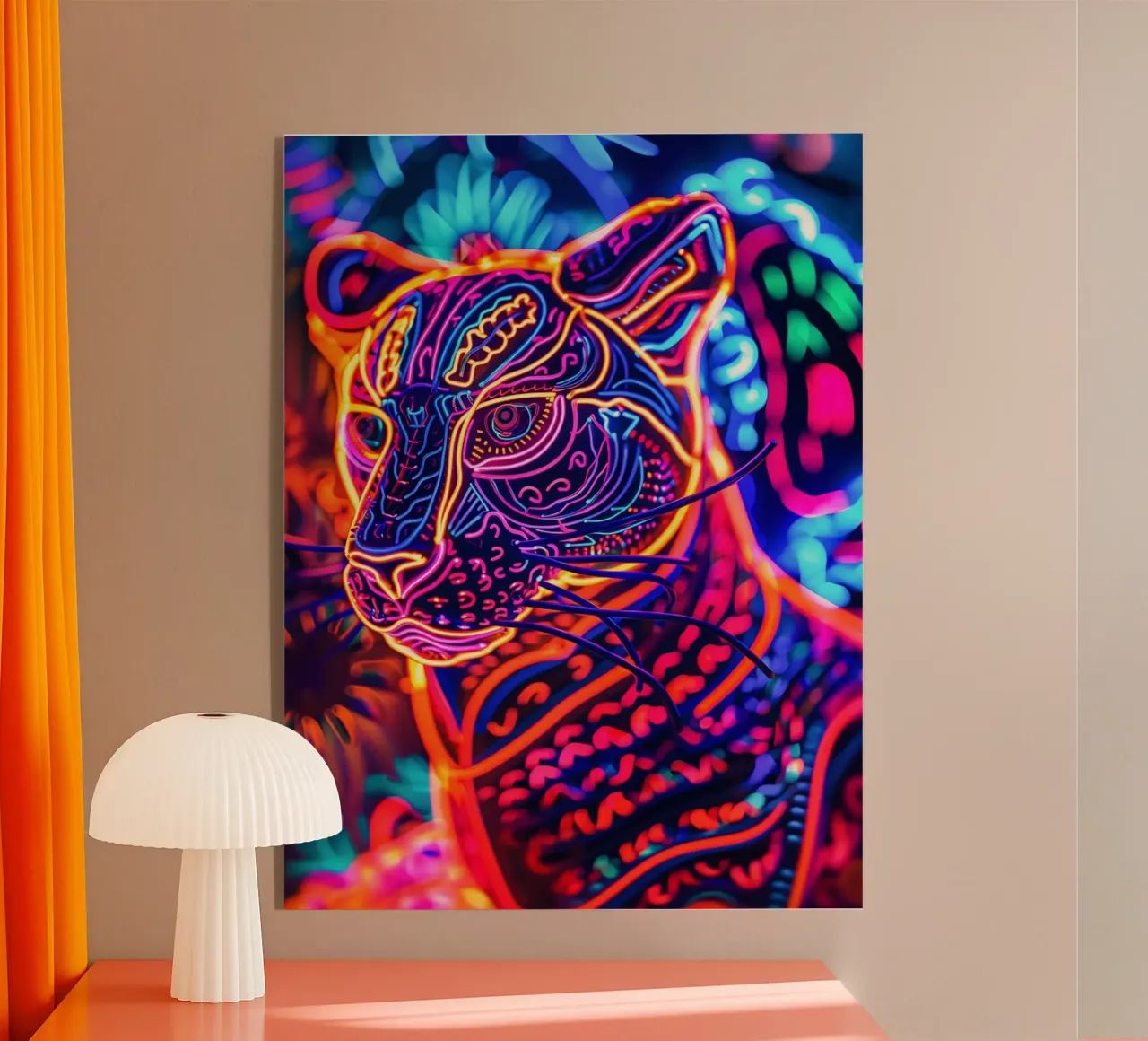 Animale Neon Art Tigre | Poster digitale a luce nera plexiglass da Autofocus