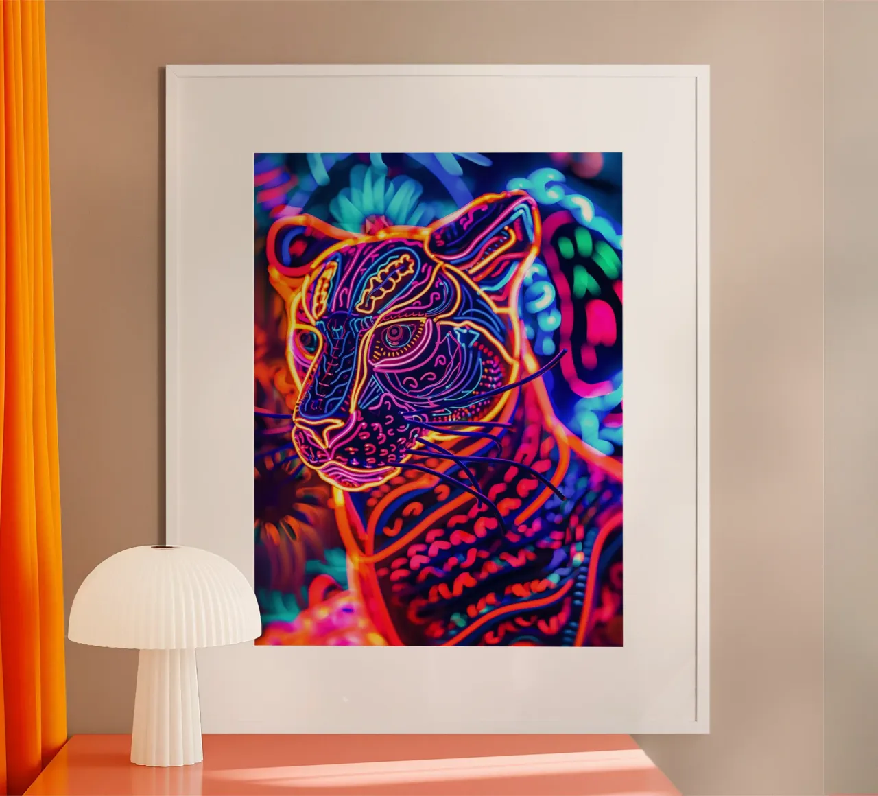 Animale Neon Art Tigre | Poster digitale a luce nera poster da Autofocus