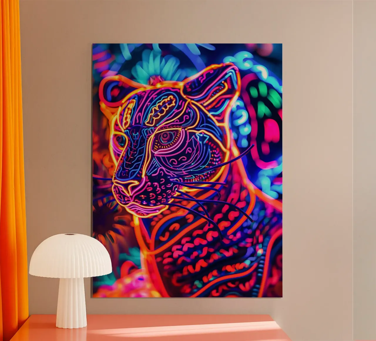Animale Neon Art Tigre | Poster digitale a luce nera poster da Autofocus