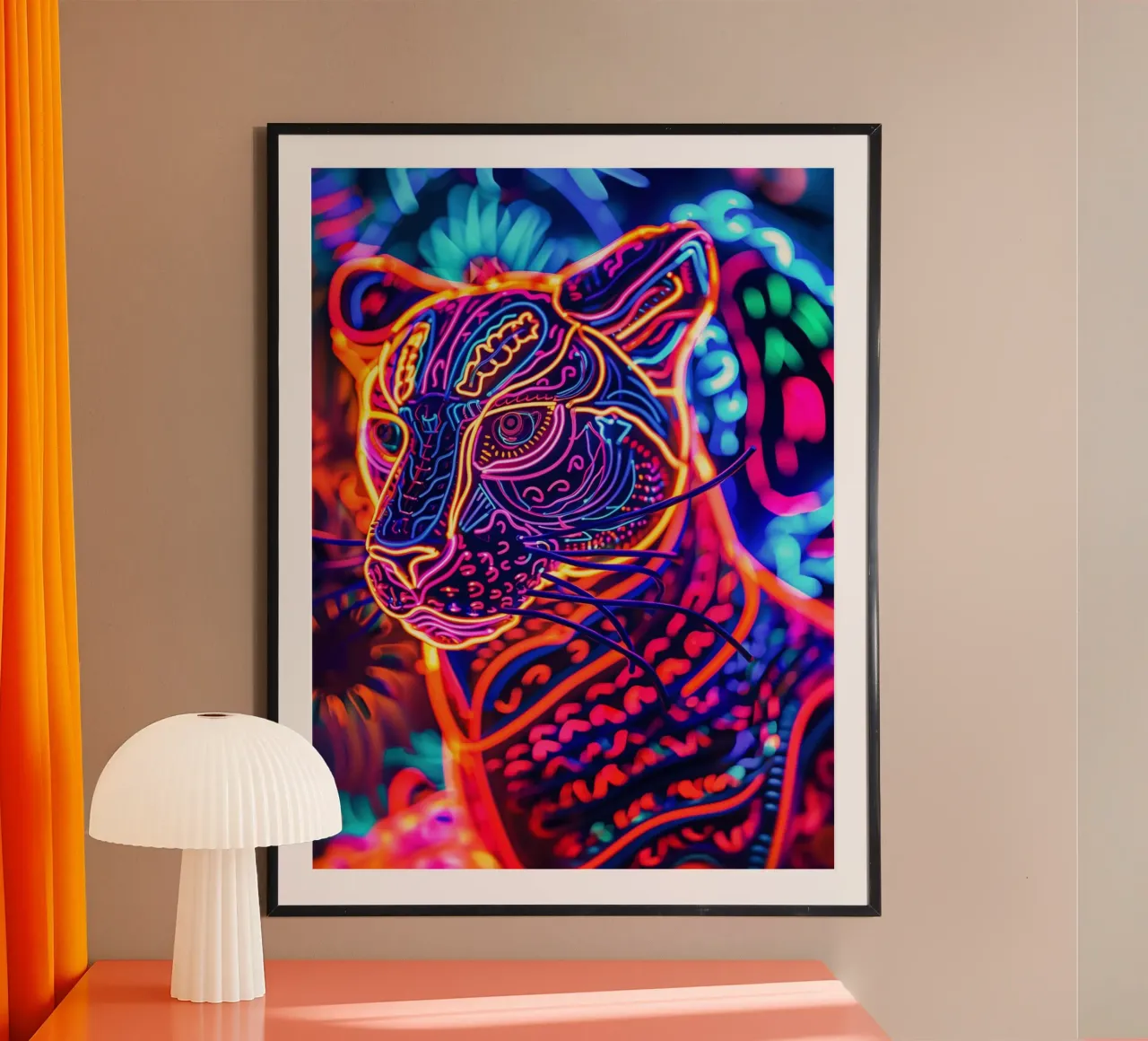 Animale Neon Art Tigre | Poster digitale a luce nera poster da Autofocus