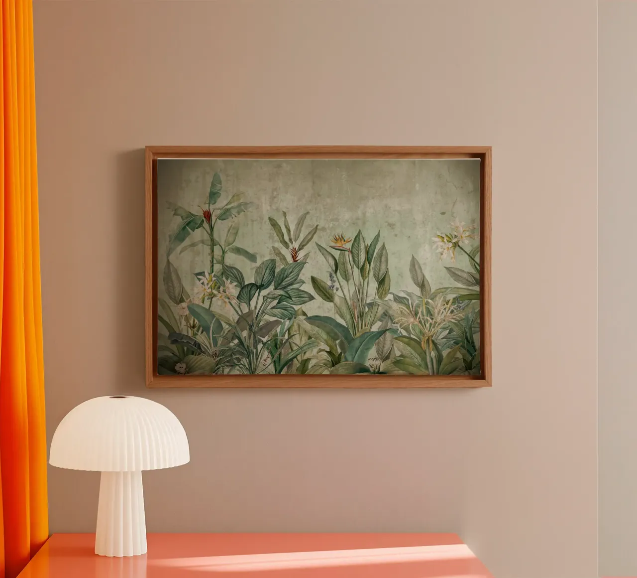 Vintage Tropical Jungle Greenery Landscape tela con Cornice a cassetta da Vintage World - Uta Naumann