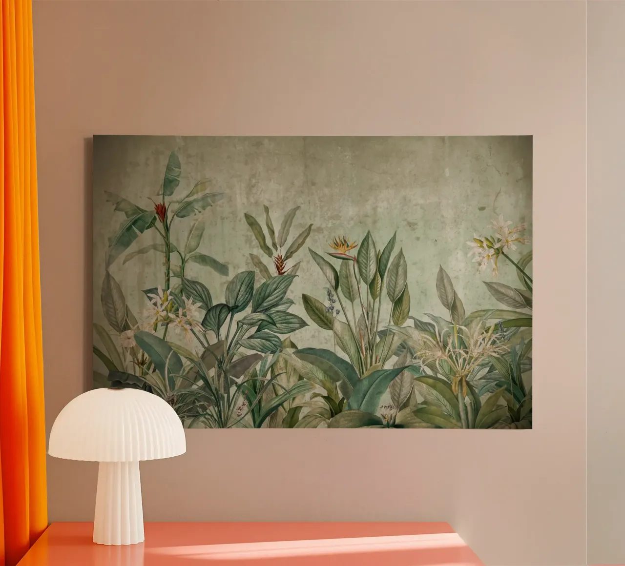 Vintage Tropical Jungle Greenery Landscape tela con Cornice a cassetta da Vintage World - Uta Naumann