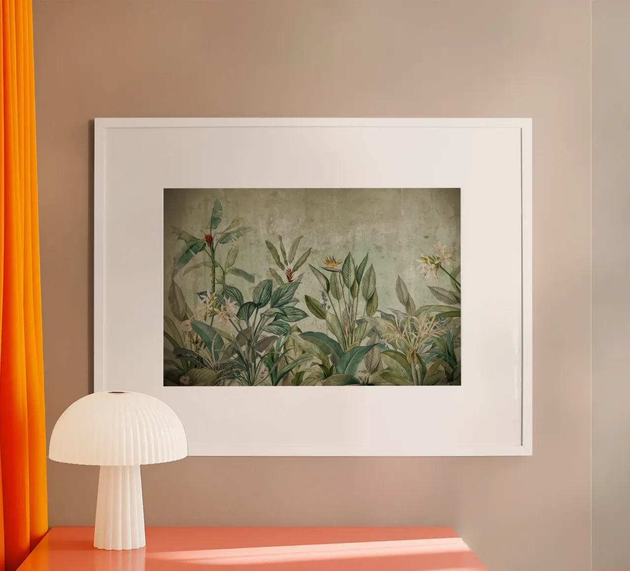 Vintage Tropical Jungle Greenery Landscape poster con telaio in plastica da Vintage World - Uta Naumann
