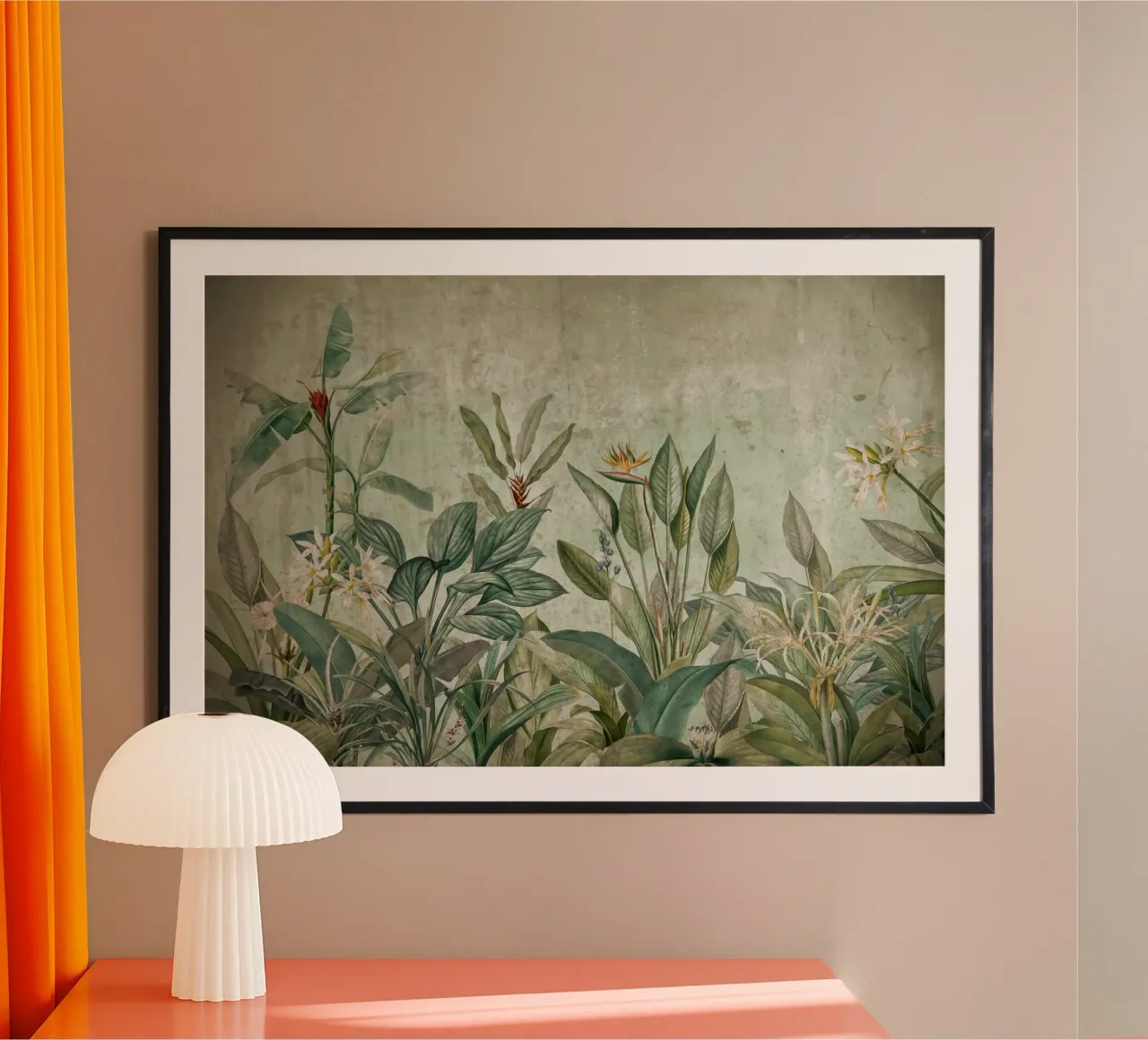 Vintage Tropical Jungle Greenery Landscape poster con telaio in plastica da Vintage World - Uta Naumann