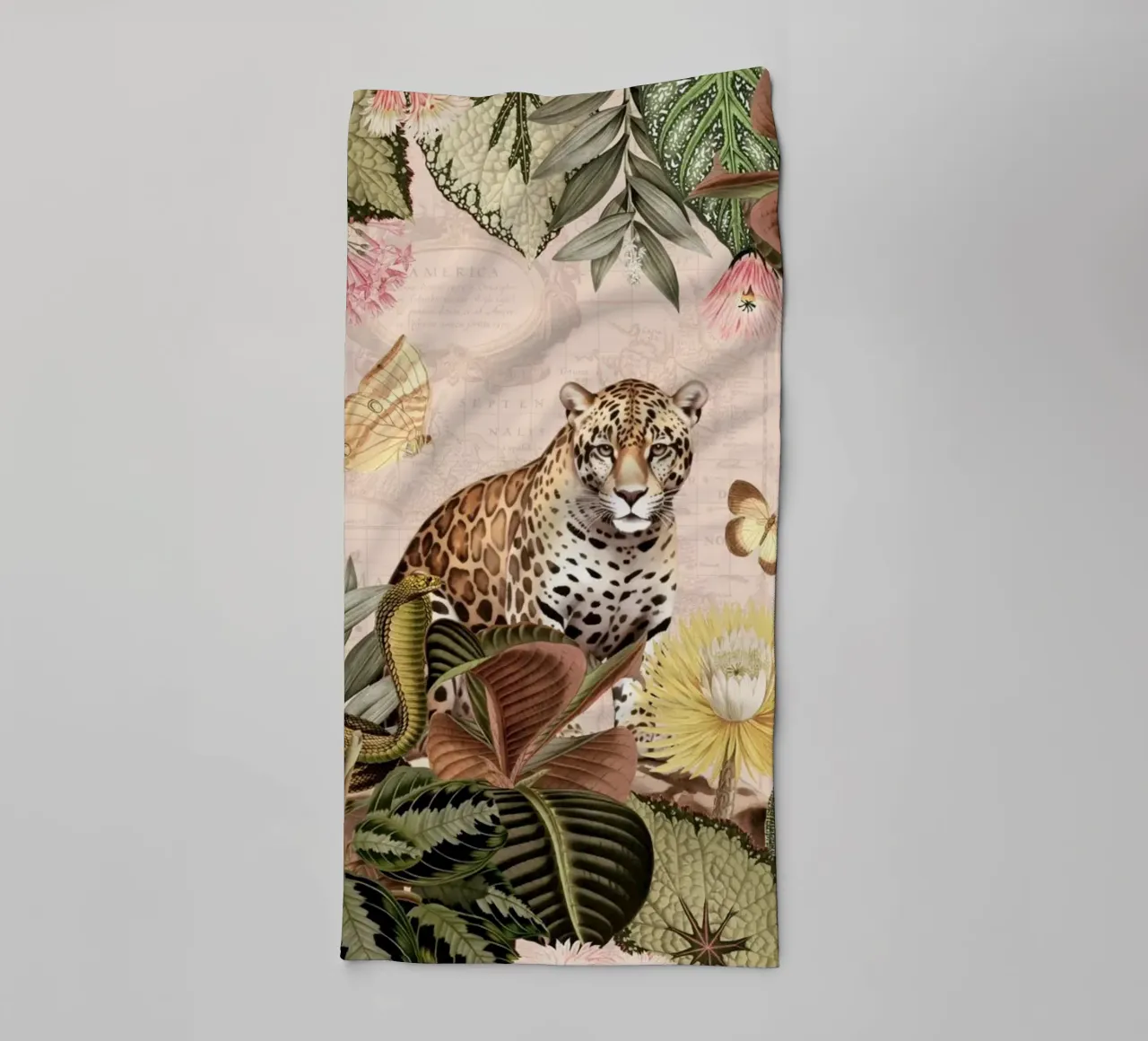 Nostalgic Wildlife African Animals Jungle Landscape towel by Vintage World - Uta Naumann