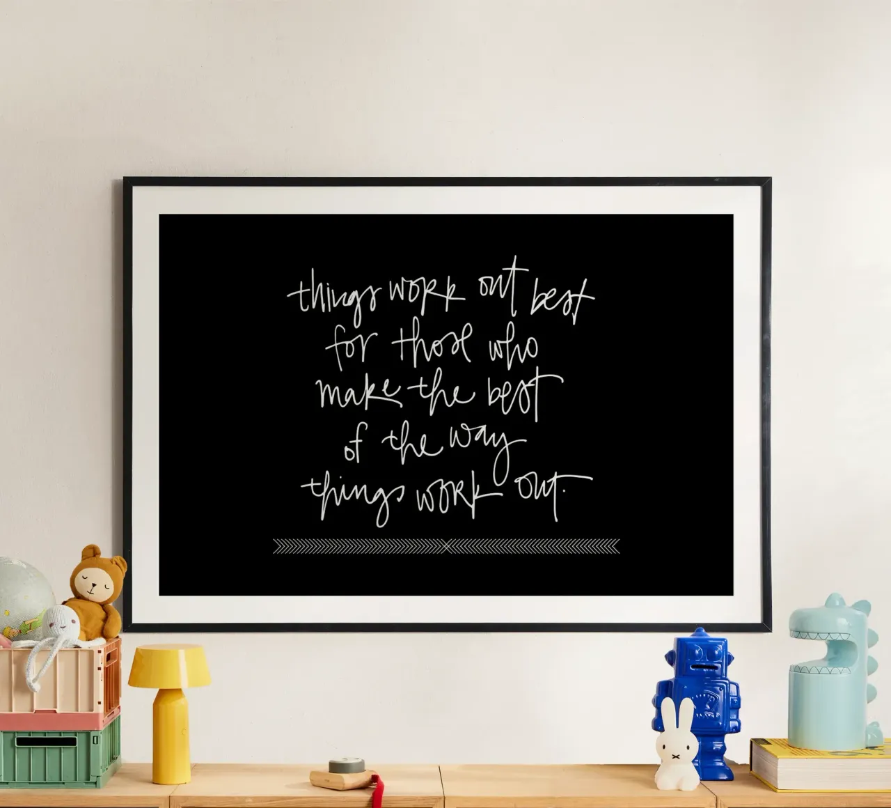 Things Work Out poster con telaio in legno da Kristen Polsinelli