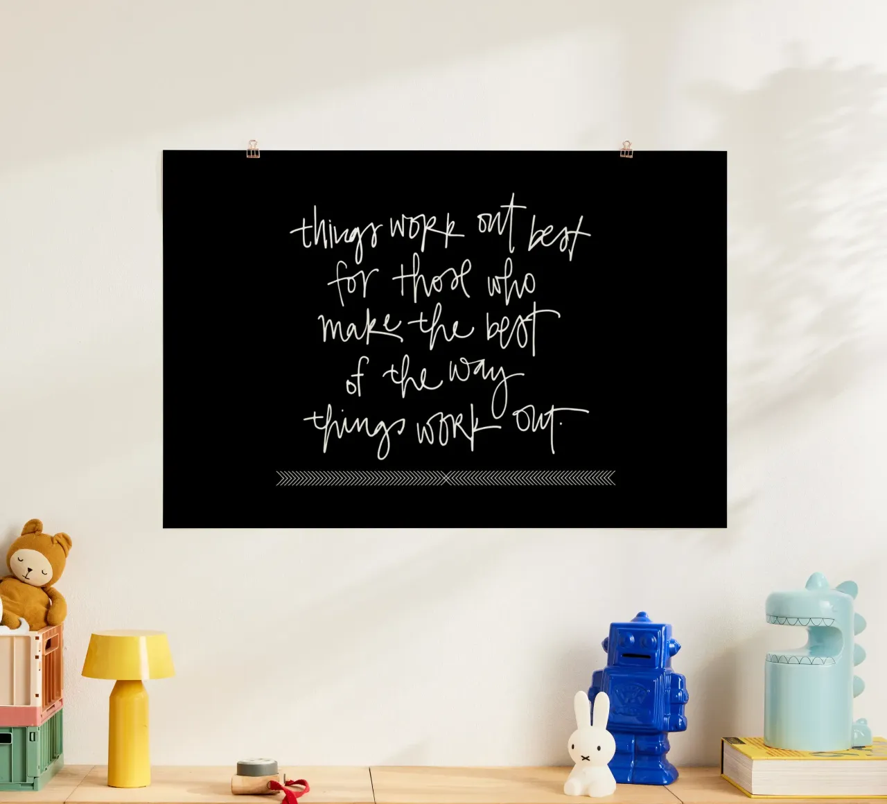 Things Work Out poster con telaio in legno da Kristen Polsinelli