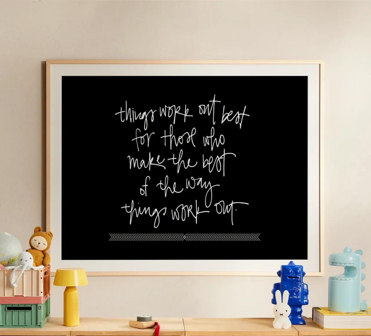 Things Work Out poster con telaio in legno da Kristen Polsinelli