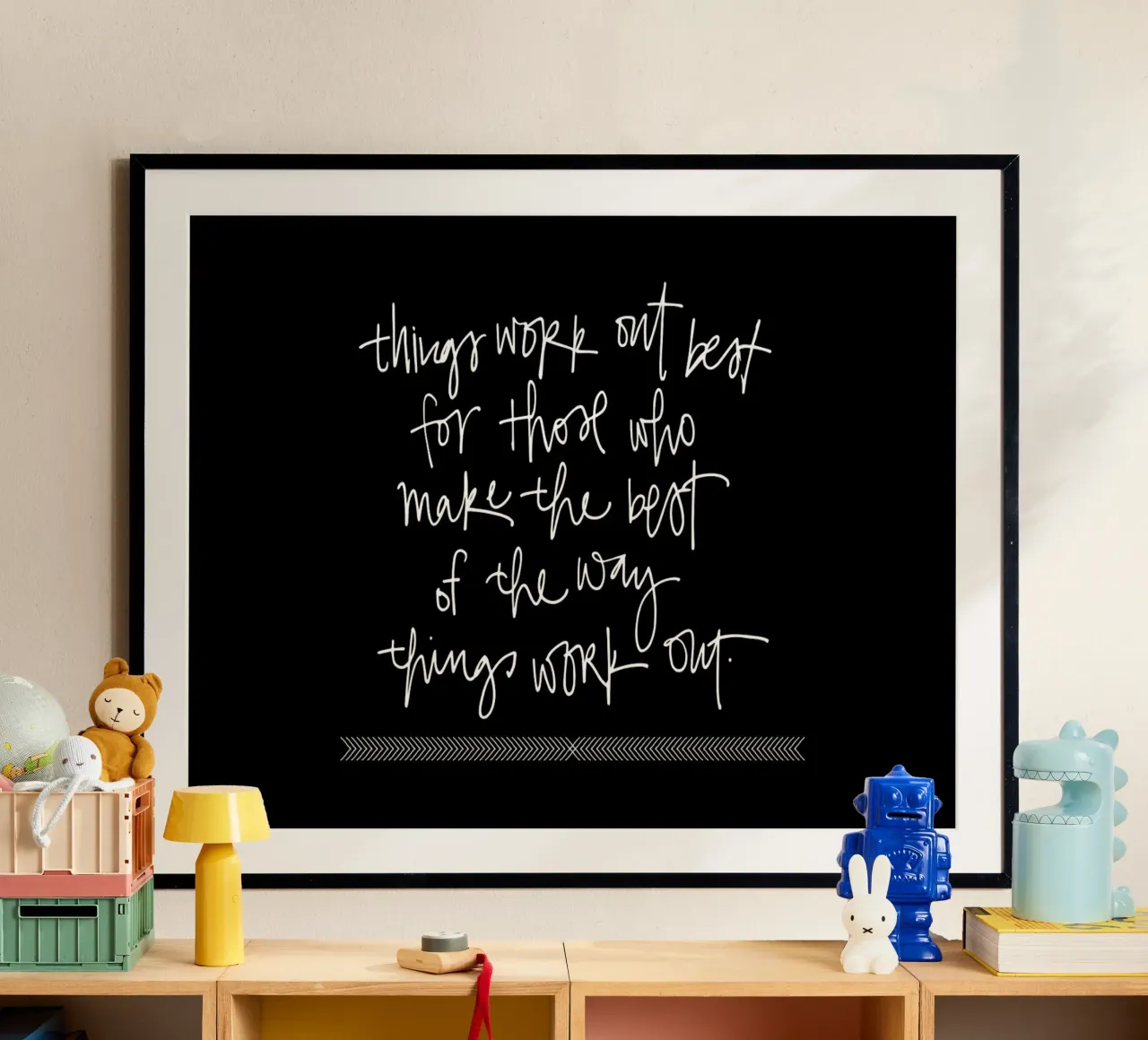 Things Work Out poster con telaio in legno da Kristen Polsinelli