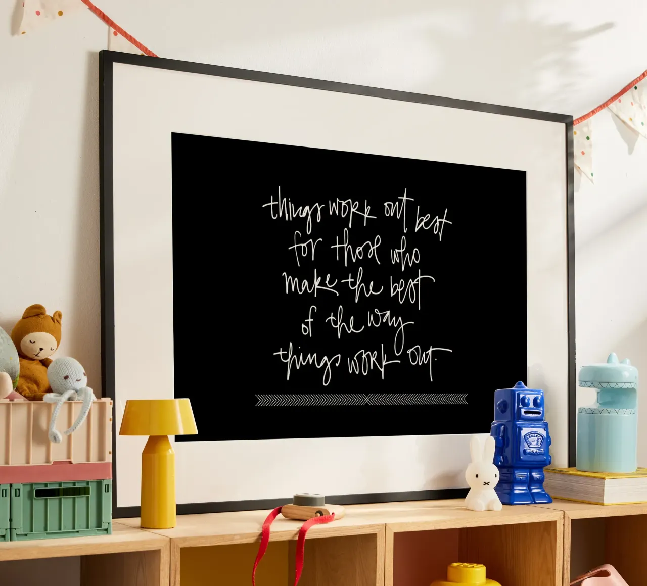 Things Work Out poster con telaio in legno da Kristen Polsinelli