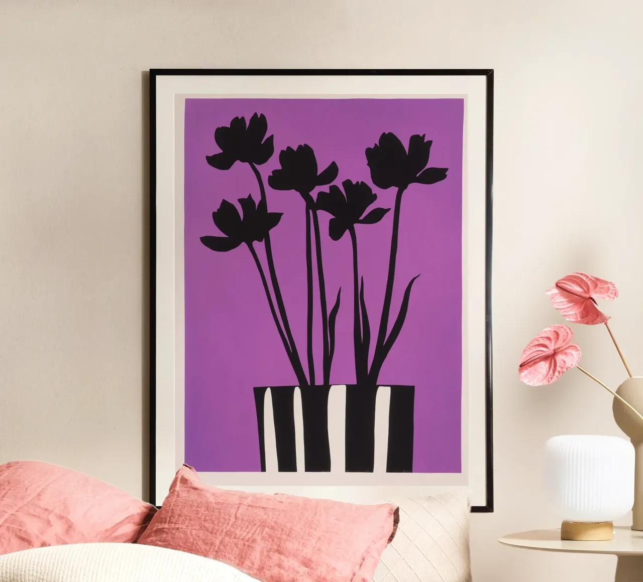 Fiori neri | Natura morta su viola poster da Autofocus
