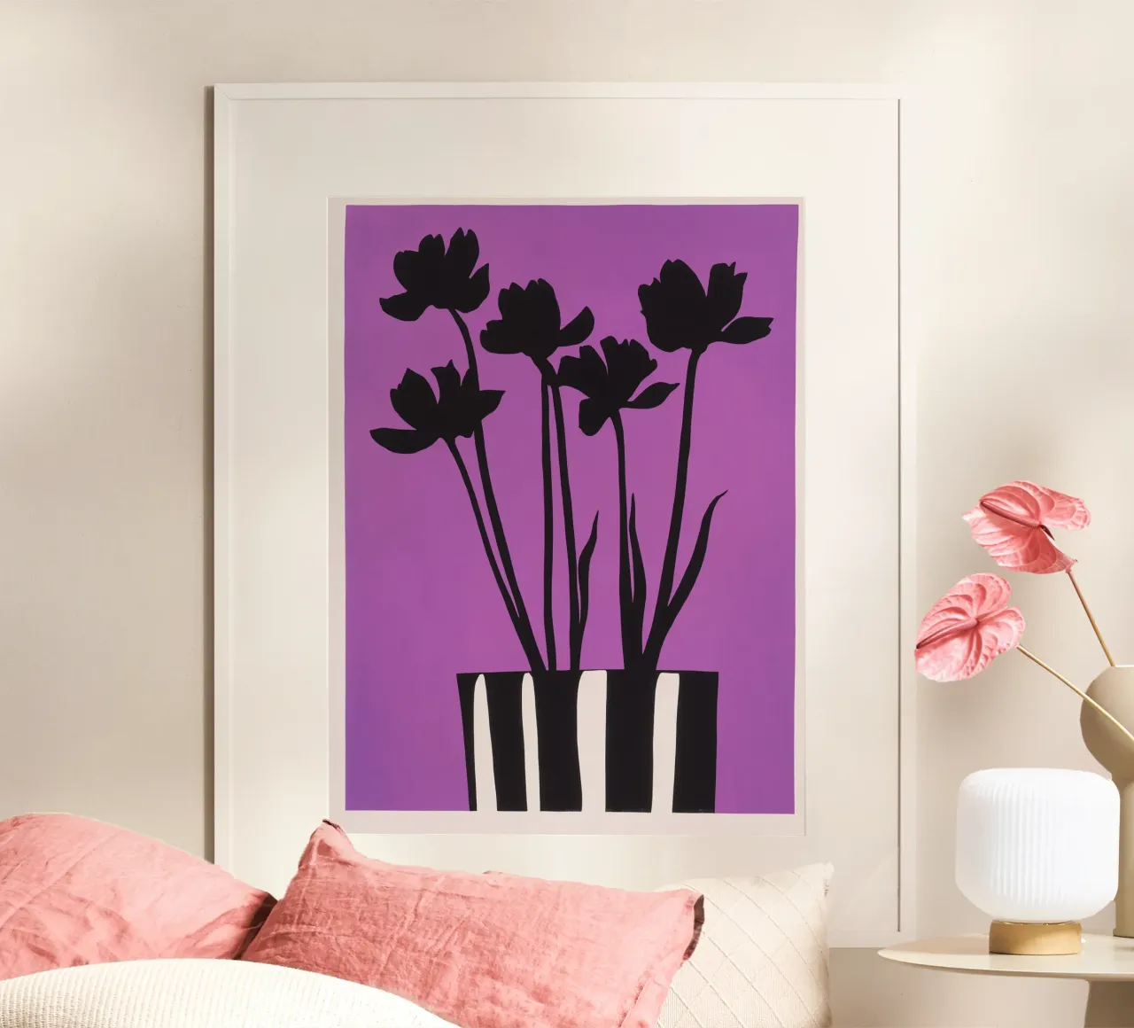 Fiori neri | Natura morta su viola poster da Autofocus