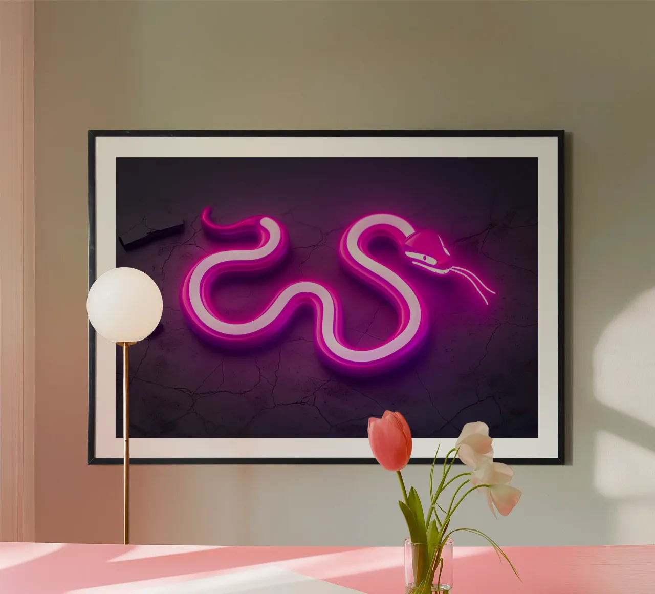 Serpente al neon luminoso carta hahnemühle da Autofocus
