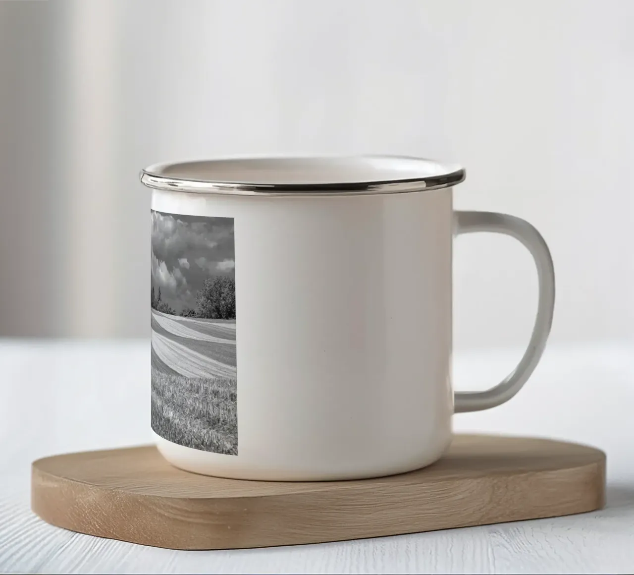 Stubble fields 2 enamel mug by Barbara Buderath Fotodesign
