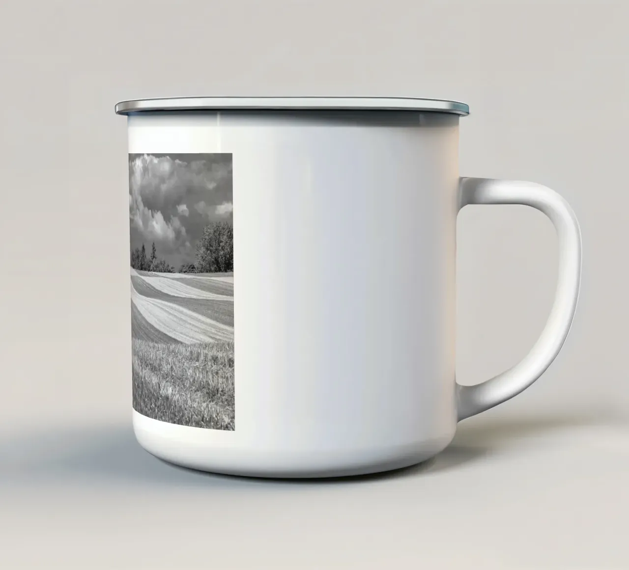Stubble fields 2 enamel mug by Barbara Buderath Fotodesign