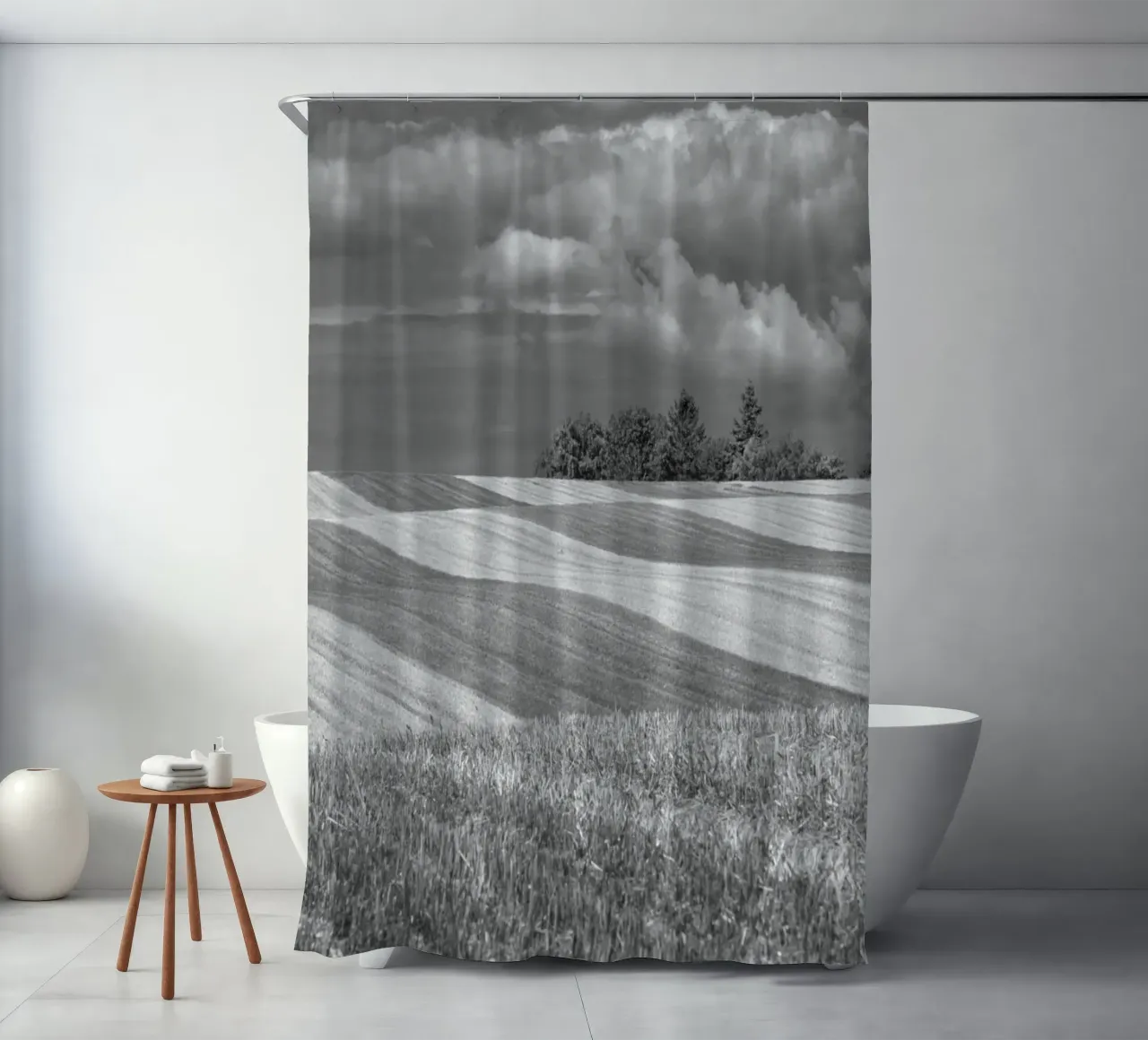 Stubble fields 2 shower curtain by Barbara Buderath Fotodesign
