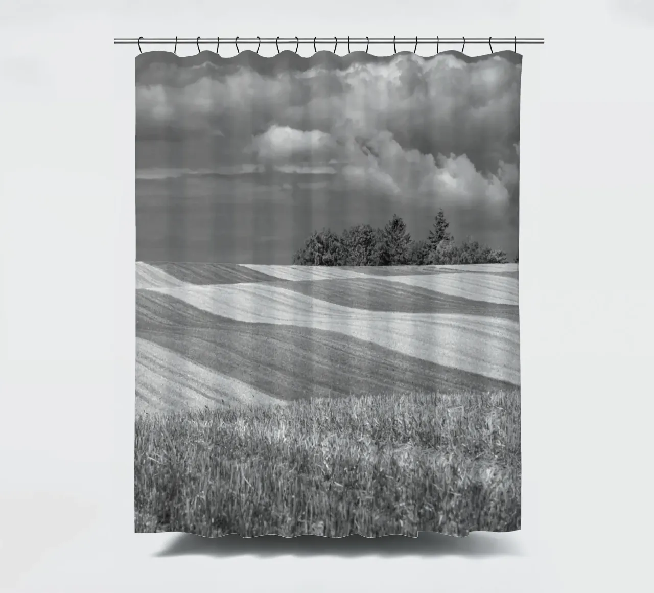 Stubble fields 2 shower curtain by Barbara Buderath Fotodesign