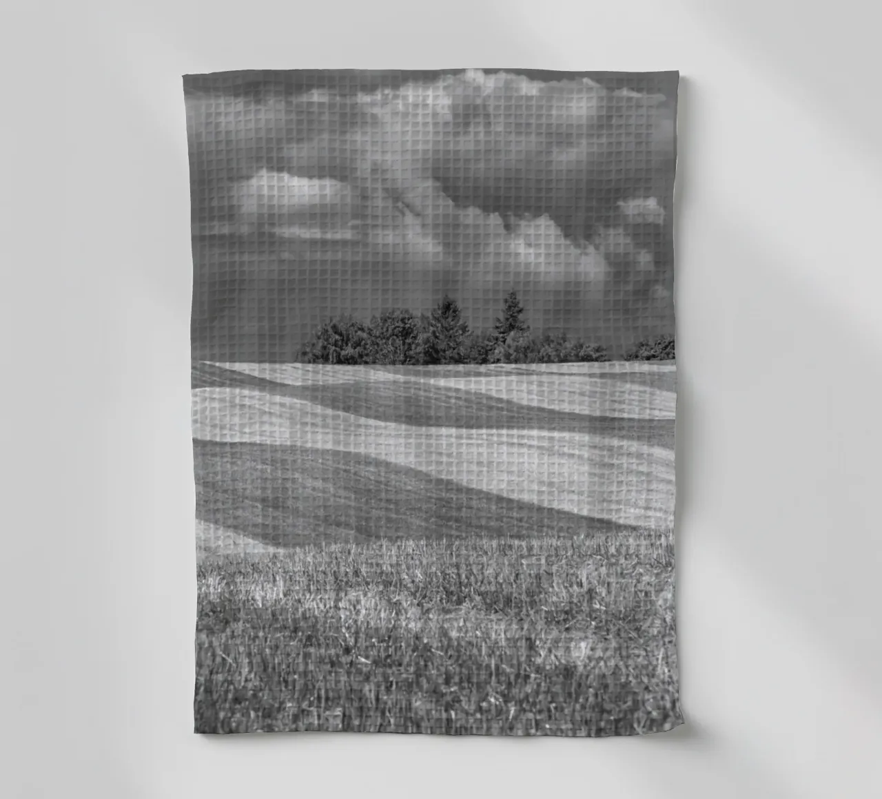 Stubble fields 2 tea towel by Barbara Buderath Fotodesign