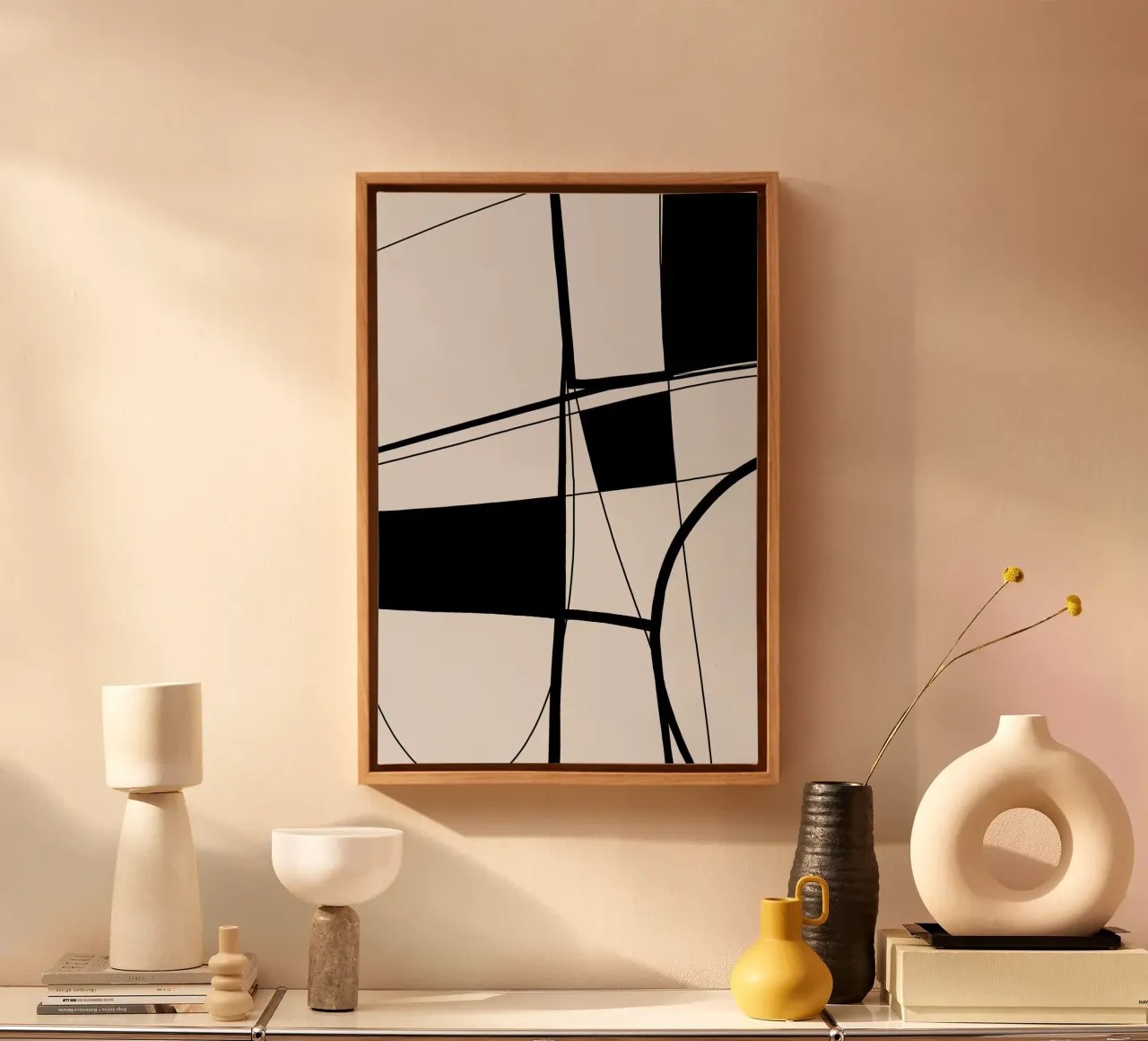 Cats & Dotz - Abstract 02 canvas with Floater frame by The Artcircle