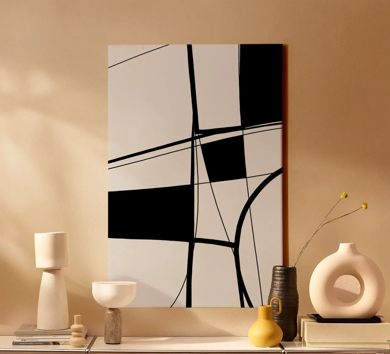 Cats & Dotz - Abstract 02 canvas with Floater frame by The Artcircle